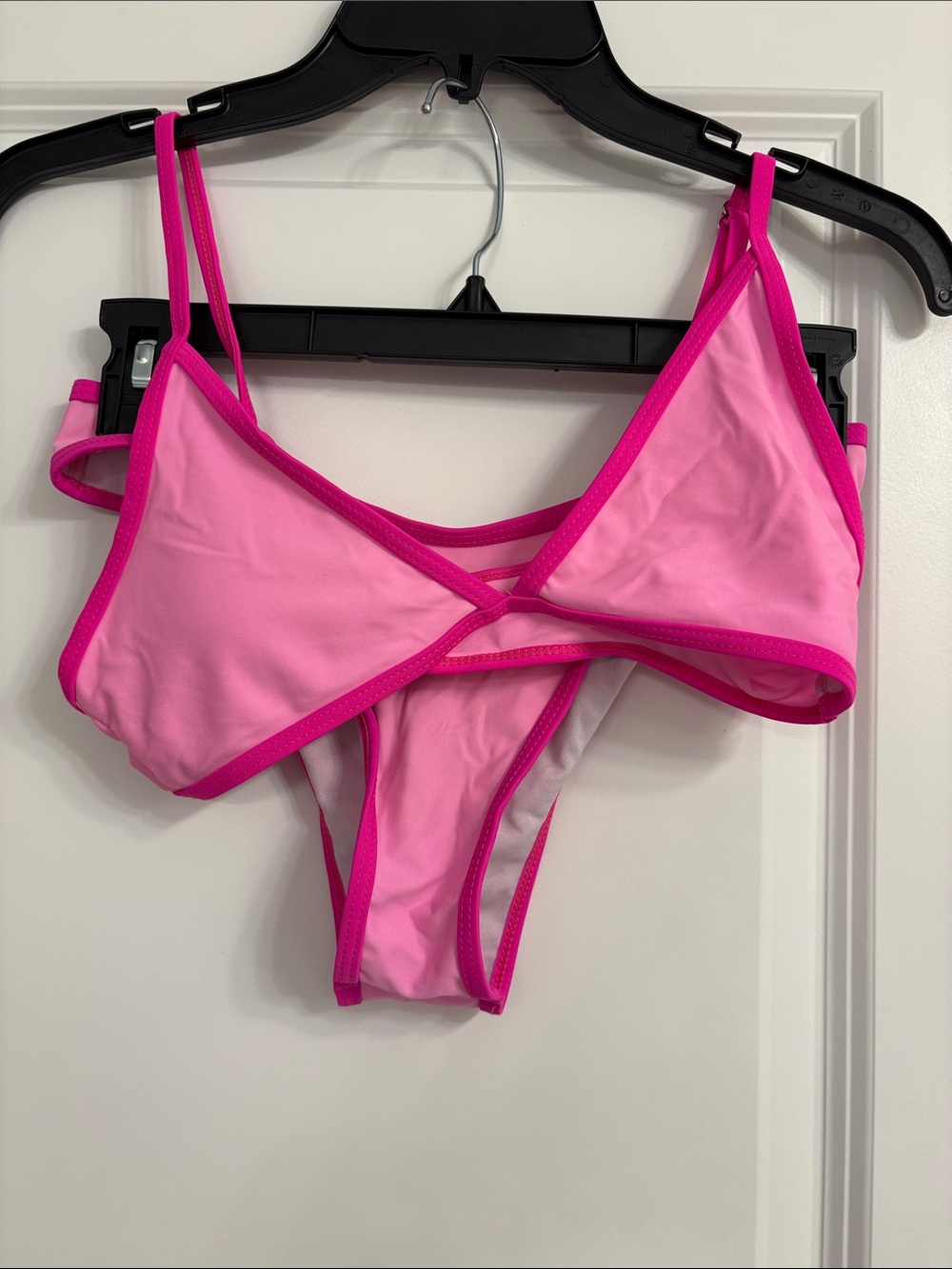 SHEIN Pink Two-Tone Strappy Bikini Set